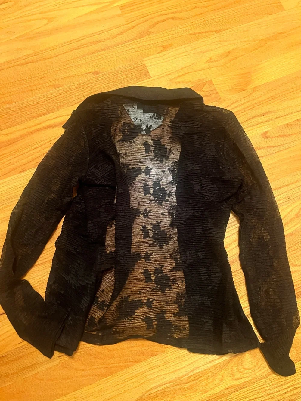 Desigual Black Sheer Lace Button-Up Blouse